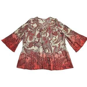 Dress Barn Women’s Orange Multicolor Top Gold Sequin Accordion Ombré Size 2X